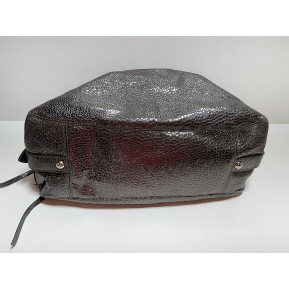 Coach Maggie Crinkle Gunmetal Silver Python Metallic Hobo Bag 13901 - Picture 12 of 15